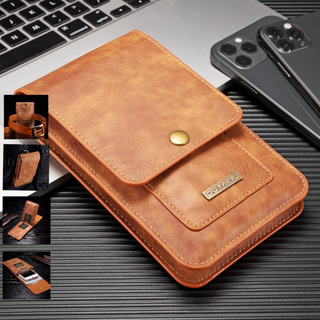 Étui de téléphone en cuir avec clip de ceinture